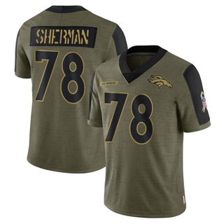 Limited Will Sherman Youth Denver Broncos 2021 Salute To Service Jersey - Olive